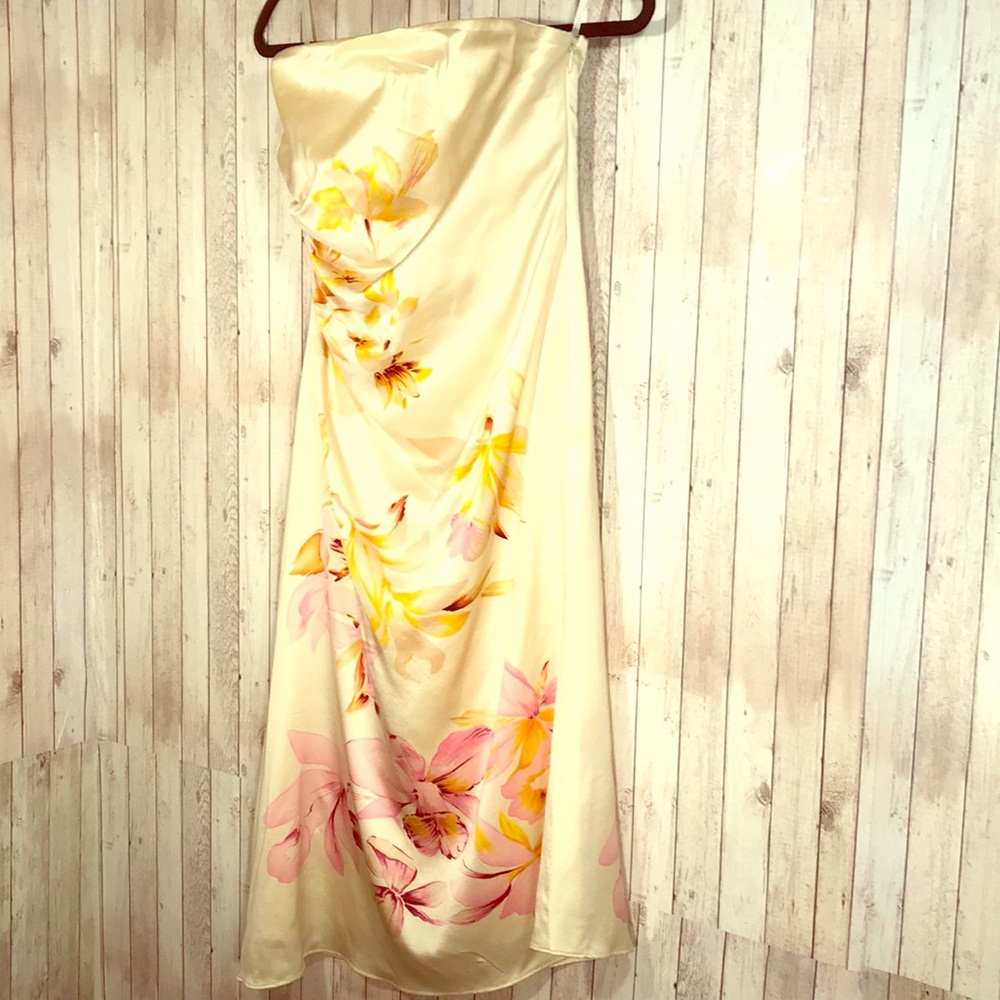 Banana republic 100% silk strapless floral dress 2